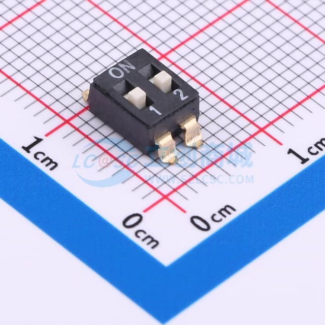 2.54mm间距 2位贴片高柄 双排IC型贴片 拨码开关实物图