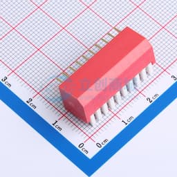 2.54mm间距 10位 琴键式 直插侧拨长柄 红色 拨码开关缩略图