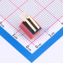 2.54mm间距 2位 琴键式 90度弯插侧拨凸柄 红色 拨码开关缩略图