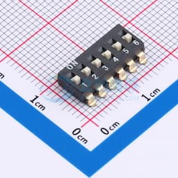2.54mm间距 6位 贴片高柄 DSIC黑色 拨码开关缩略图