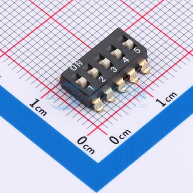 2.54mm间距 5位 贴片高柄 DSIC黑色 拨码开关实物图