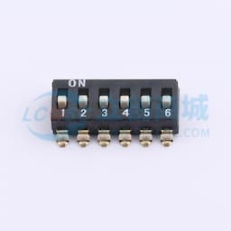 2.54mm间距 6位 贴片高柄 DSIC黑色 拨码开关缩略图