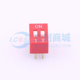 DSE 2.54直插平拨红色2位 间距2.54mm 平拨 凸起式 2位拨码开关缩略图