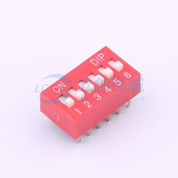 DSE 2.54直插平拨红色6位 间距2.54mm 平拨 凸起式 6位拨码开关缩略图