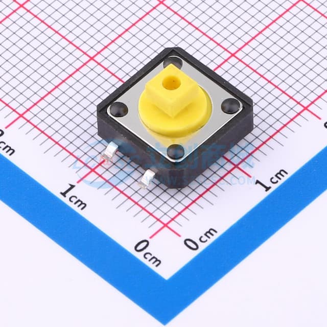 12x12x7.3mm方头 立贴 带柱轻触开关250gf实物图