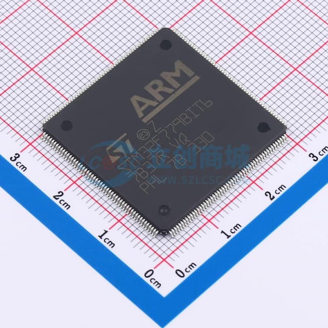 带DSP和FPU的高性能ARM Cortex-M7 MCU，具有2 MB Flash、216 MHz CPU、ART加速器、一级缓存、硬件加密、SDRAM、TFT、MIPI-DSI、JPEG编解码器和DFSDM实物图