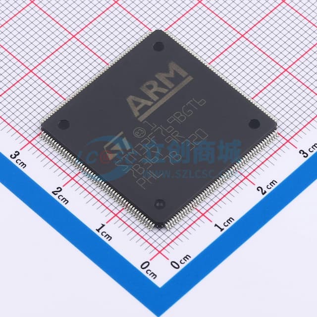 带DSP和FPU的高性能ARM Cortex-M7 MCU，具有1 MB Flash、216 MHz CPU、ART加速器、一级缓存、SDRAM、TFT、MIPI-DSI、JPEG编解码器和DFSDM实物图