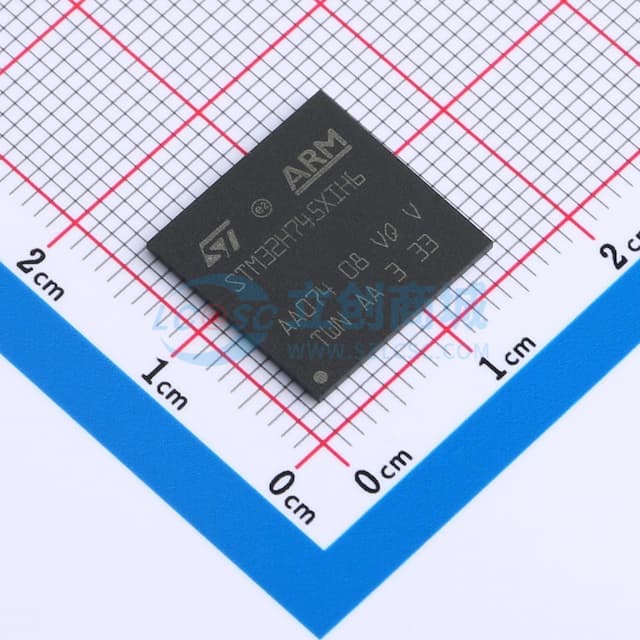 带DSP和DP-FPU的高性能ARM Cortex-M7 + Cortex-M4 MCU，具有2 MB Flash、1 MB RAM、480 MHz CPU、ART加速器、一级缓存、外部存储器接口、大量外设和SMPS实物图
