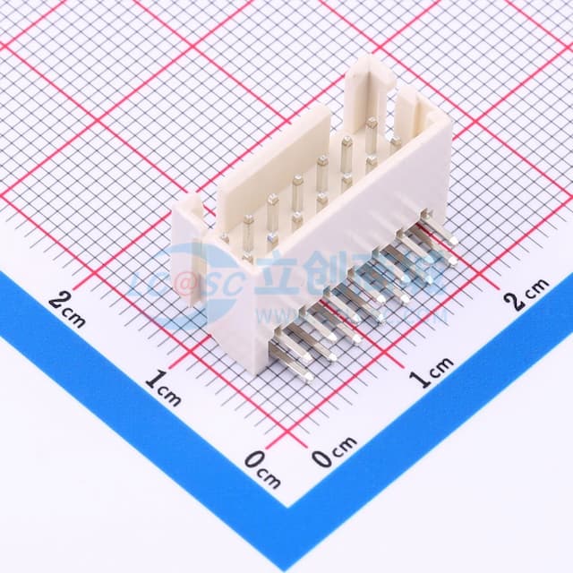 米色 2x7P 间距:2.5mm 弯插实物图