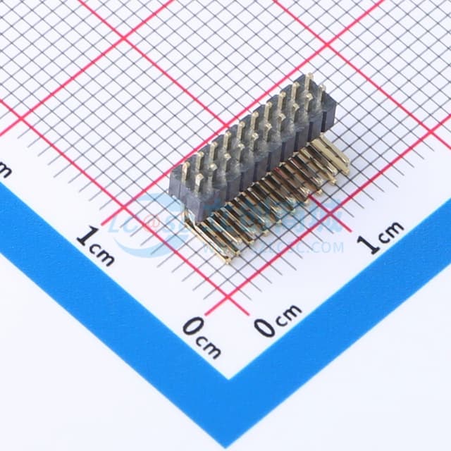 2x10P 间距:1.27mm 方针 弯插实物图