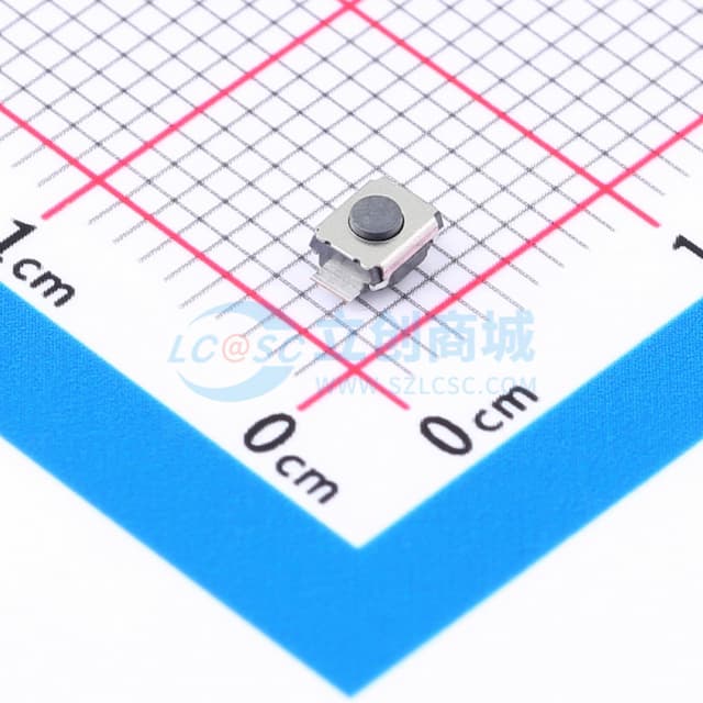 新两脚小龟直按/平脚/1.5H/250gf/黑底黑钮/带柱/不接地/编带实物图