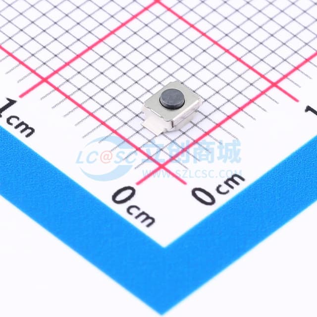新两脚小龟直按/平脚/1.5H/160gf/白底黑钮/无柱/不接地/编带实物图