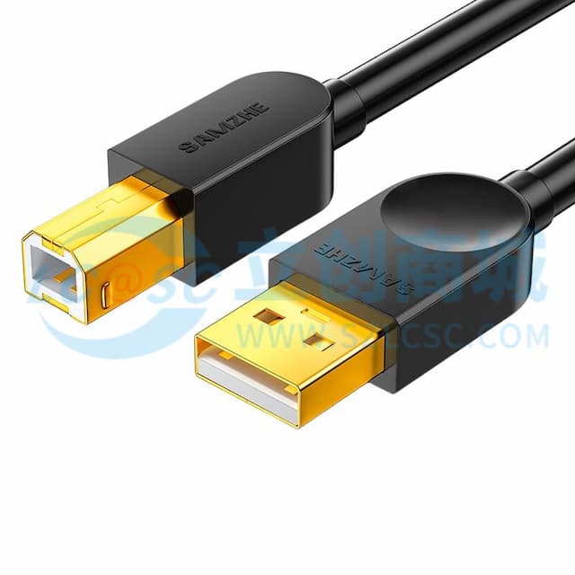SAMZHE(山泽)USB2.0高速打印机数据线AM/BM方口USB 黑色 3米 SD-30C实物图