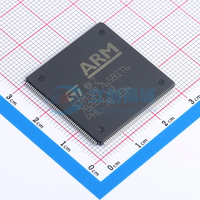 带DSP和FPU的高性能ARM Cortex-M7 MCU，具有2 MB Flash、216 MHz CPU、ART加速器、一级缓存、SDRAM和DFSDM实物图