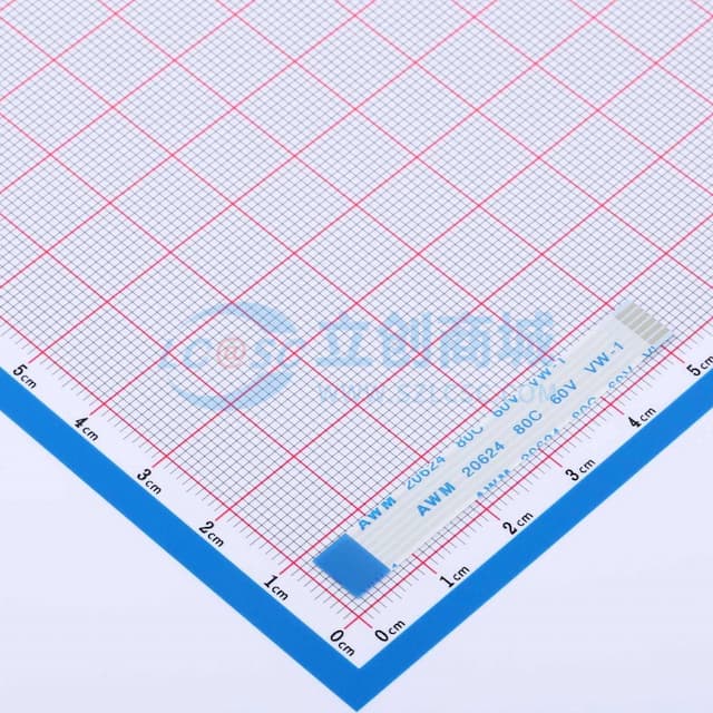 FFC排线 间距1.0mm 6P 总长50mm 反向  金手指3mm 加强板5mm实物图