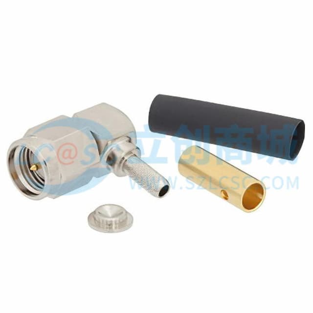 SMA直角型公头连接器,焊接附件,适用于同轴电缆 RG188-DS、RG316-DS实物图