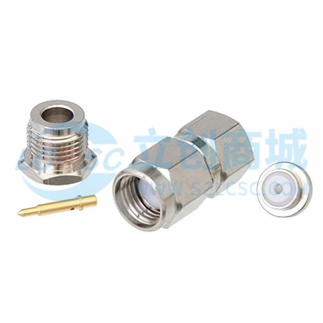 SMA直型公头连接器,夹持式/焊接附件,适用于同轴电缆 RG188-DS、RG316-DS实物图