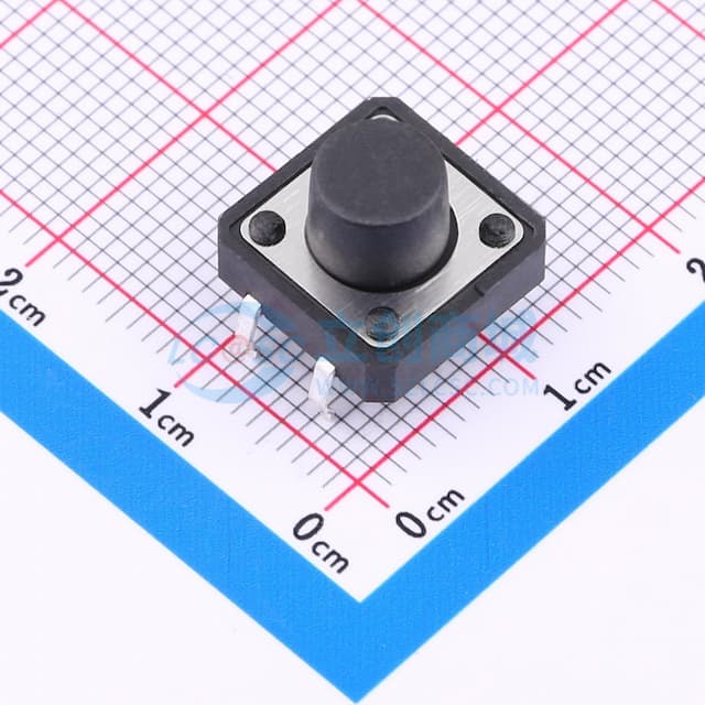 12*12*8mm 插脚轻触开关 黑色 4脚 弹力250gf实物图