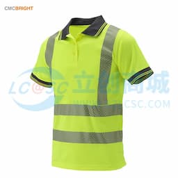 CMCBRIGHT添星 反光POLO衫 夏季防晒短袖 翻领T恤 透气速干 夏季工作服 劳保服 荧光黄 XL码缩略图