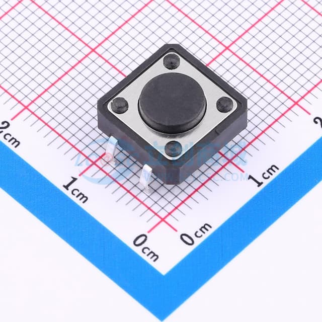12*12*4.5mm 插脚轻触开关 黑色 4脚 弹力250gf实物图