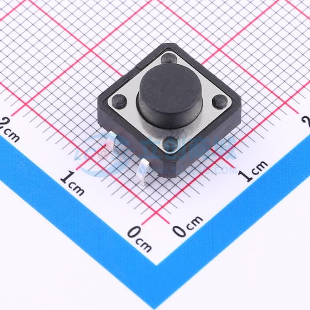 12*12*6mm 插脚轻触开关 黑色 4脚 弹力250gf实物图