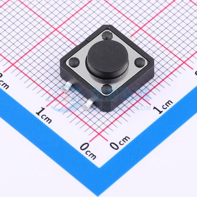 12*12*5mm 立贴轻触开关 黑色 弹力250gf 编带实物图