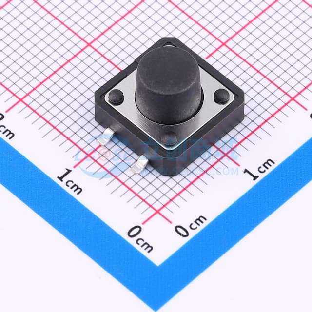 12*12*8mm 立贴轻触开关 黑色 弹力250gf 编带实物图