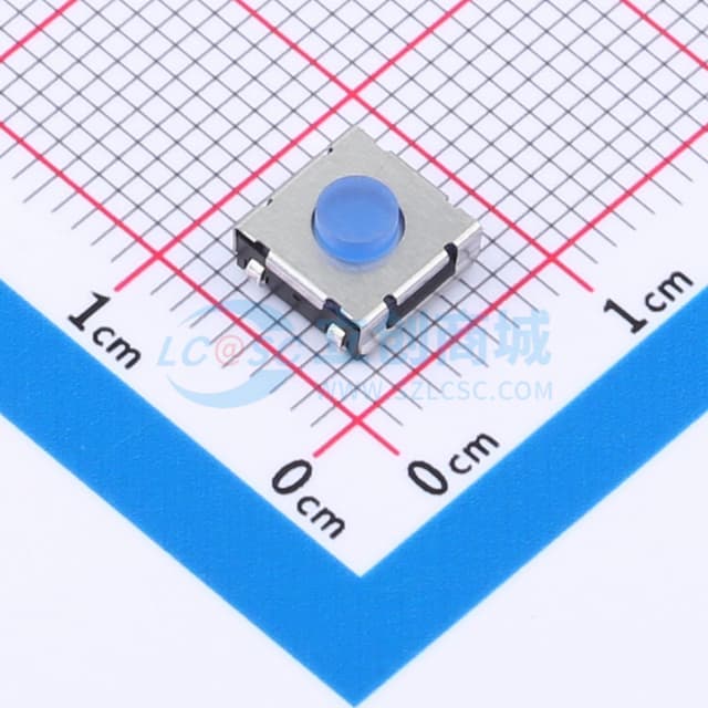 6.2X6.2/卷脚/3.5H/180gf/黑底硅胶蓝钮/编带实物图