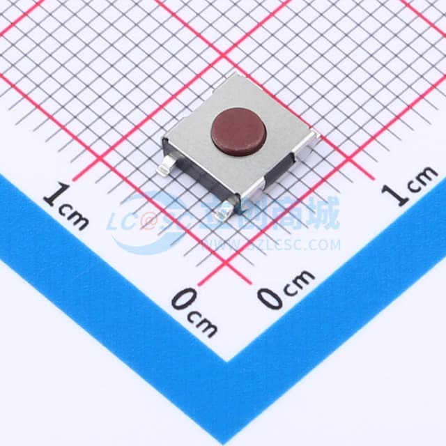 6.2X6.2低座/贴片/2.5H/250gf/黑底红钮/不接地/防尘/编带实物图