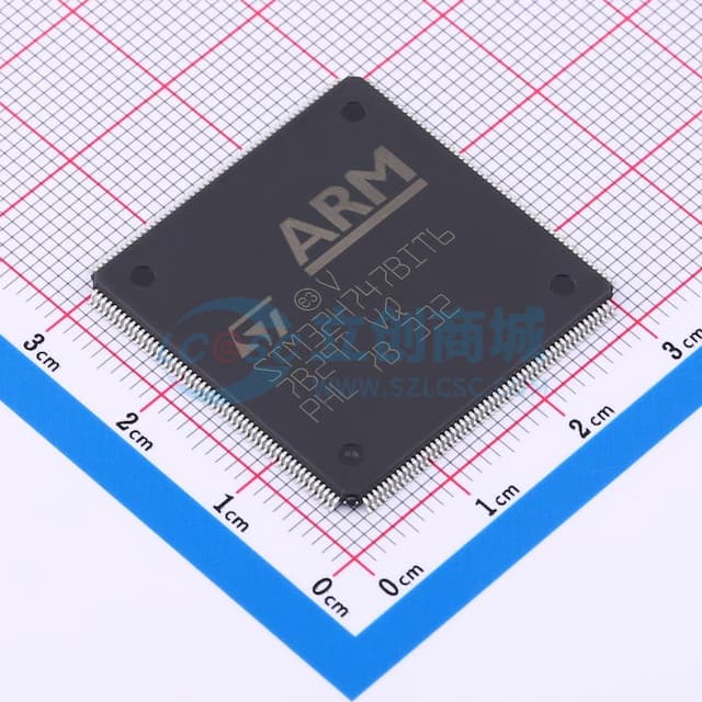 带DSP和DP-FPU的高性能ARM Cortex-M7 + Cortex-M4 MCU，具有2 MB Flash、1 MB RAM、480 MHz CPU、ART加速器、一级缓存、外部存储器接口、大量外设、SMPS和MIPI-DSI实物图