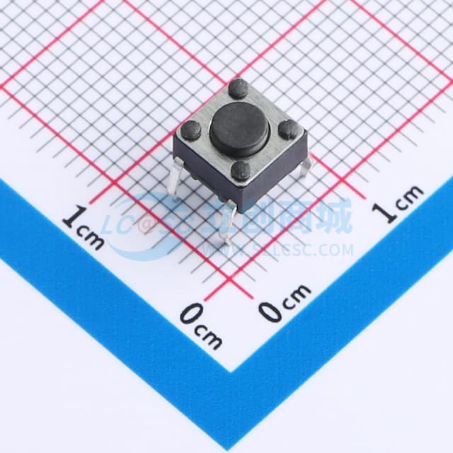轻触开关6*6*4.3mm插件四脚DIP圆柄黑柄250gf 【插件】实物图