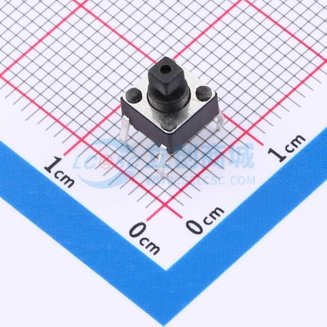轻触开关6*6*7.3mm方头插件DIP四脚圆黑柄250gf 【轻触】实物图