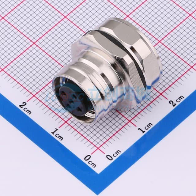 Toponelec(上海拓宜)金属圆形连接器，M12 A编码（A CODE）5芯 带屏蔽实物图