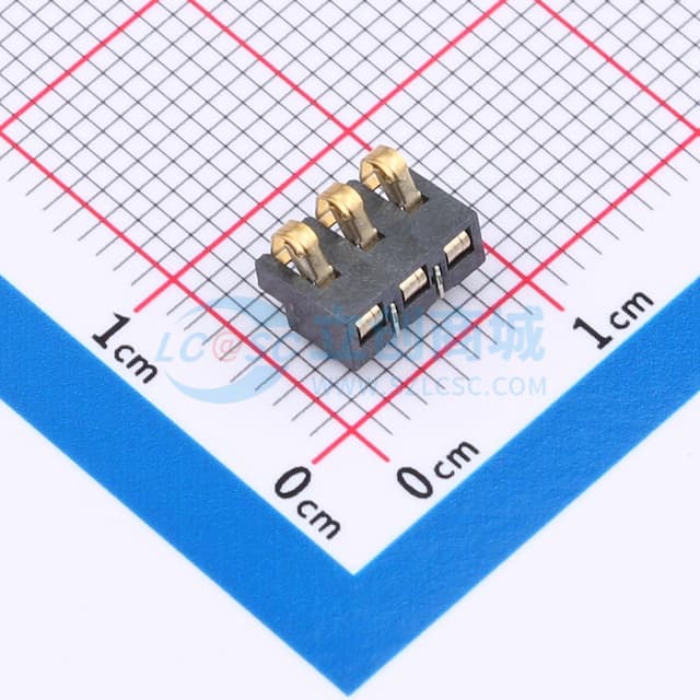 2.5间距 弹片电池座3pin 防窥PIN 塑高3.0实物图