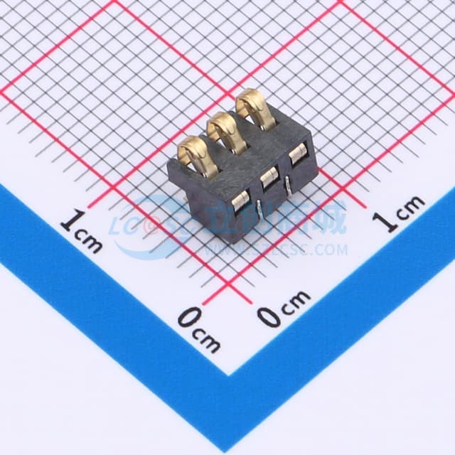 2.5间距 弹片电池座3pin 防窥PIN 塑高4.0实物图
