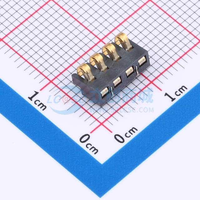 2.5间距 弹片电池座4pin 防窥PIN 塑高3.0实物图