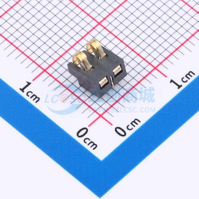 2.5间距 弹片电池座2pin 防窥PIN 塑高3.0实物图