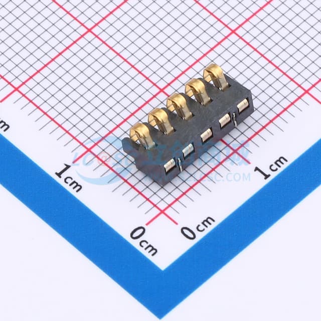 2.5间距 弹片电池座5pin 防窥PIN 塑高3.0实物图