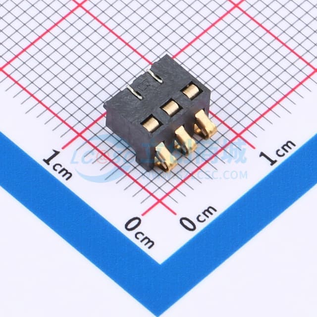 2.5间距 弹片电池座3pin 防窥PIN 塑高5.5实物图