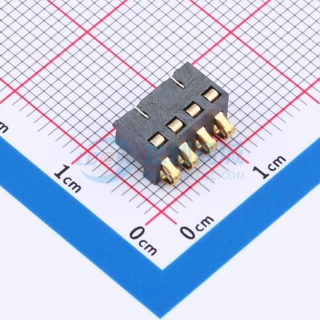 2.5间距 弹片电池座4pin 防窥PIN 塑高5.5实物图