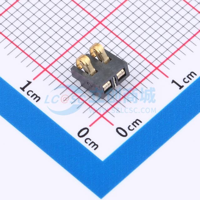 2.5间距 弹片电池座2pin 防窥PIN 塑高2.4实物图