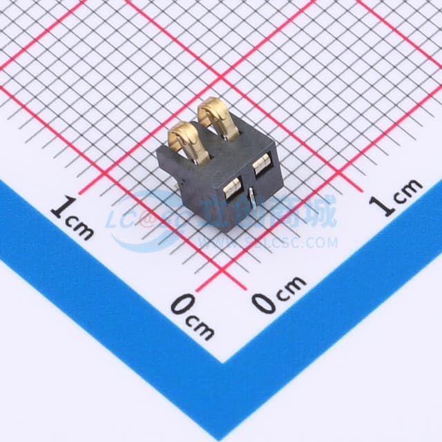 2.5间距 弹片电池座2pin 防窥PIN 塑高4.0实物图