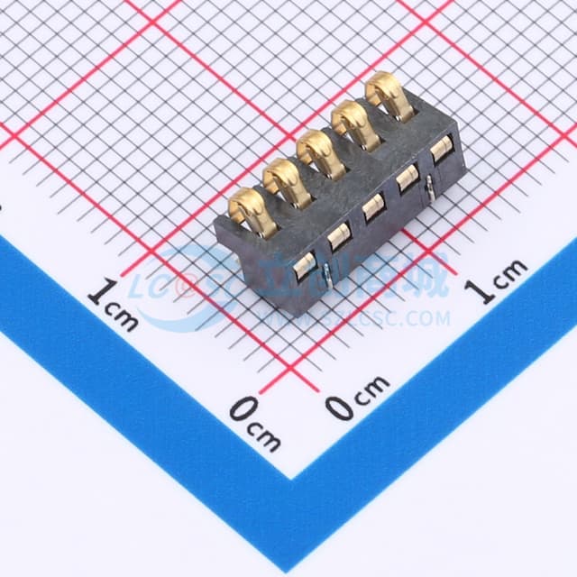 2.5间距 弹片电池座5pin 防窥PIN 塑高4.0实物图