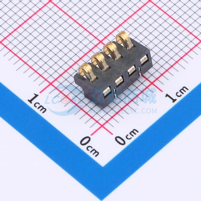 2.5间距 弹片电池座4pin 防窥PIN 塑高3.5实物图
