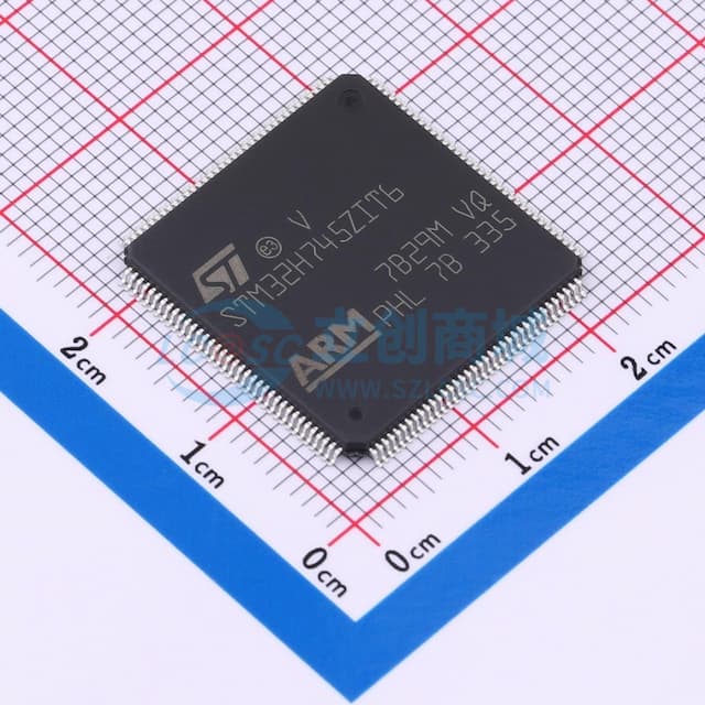 带DSP和DP-FPU的高性能双核ARM Cortex-M7 + Cortex-M4 MCU，具有2 MB Flash、1 MB RAM、480 MHz CPU、ART加速器、一级缓存、外部存储器接口、大量外设和SMPS实物图