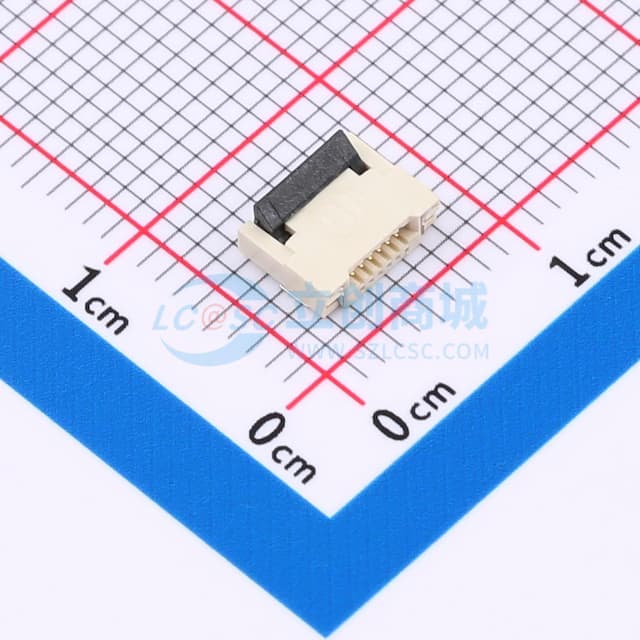 间距:0.5mm 6P 翻盖式 双侧触点/上下接实物图