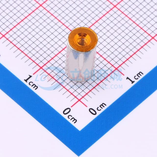 博众新材 SMT贴片螺母 M2螺母 M2x5.56xL10+1.53mm 黄铜镀锡表贴圆螺母柱 BSMTSOM2100BTR实物图