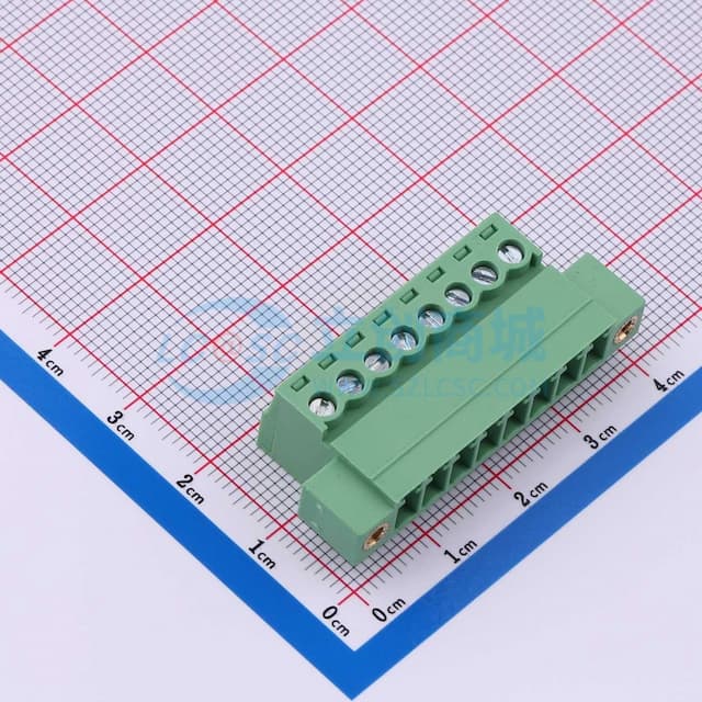 3.81mm 1x8P 排数:1 每排P数:8 螺丝固定实物图
