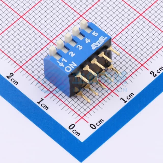直插拨码开关 间距2.54mm 5PIN/位 侧拨长杆实物图