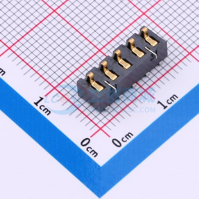 电池座连接器3.0PH间距-H5.0-5pin 卧贴带柱实物图